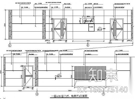 某酒店门厅+电梯厅装修图cad施工图下载【ID:166175140】