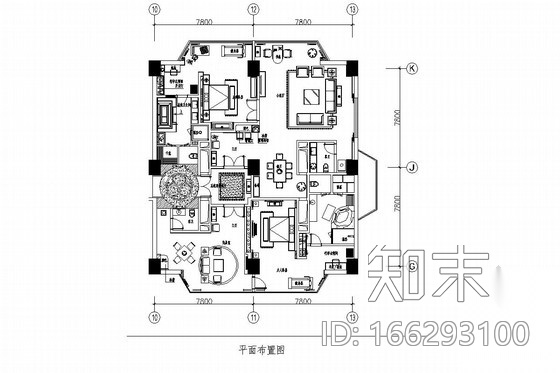 [深圳]某五星级商务酒店总统套房室内施工图（含效果图）cad施工图下载【ID:166293100】