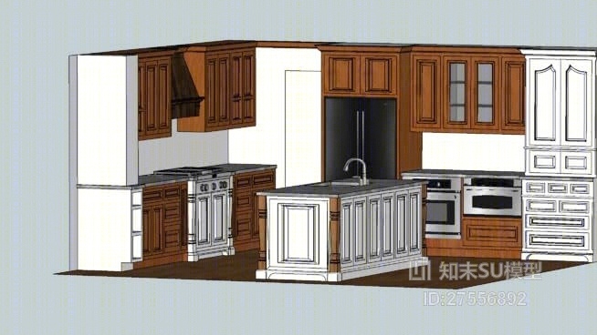 家居封闭厨房SU模型下载【ID:219254951】