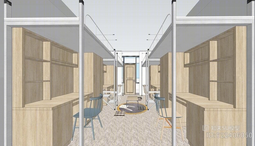 寝室室内设计SU模型下载【ID:622406050】