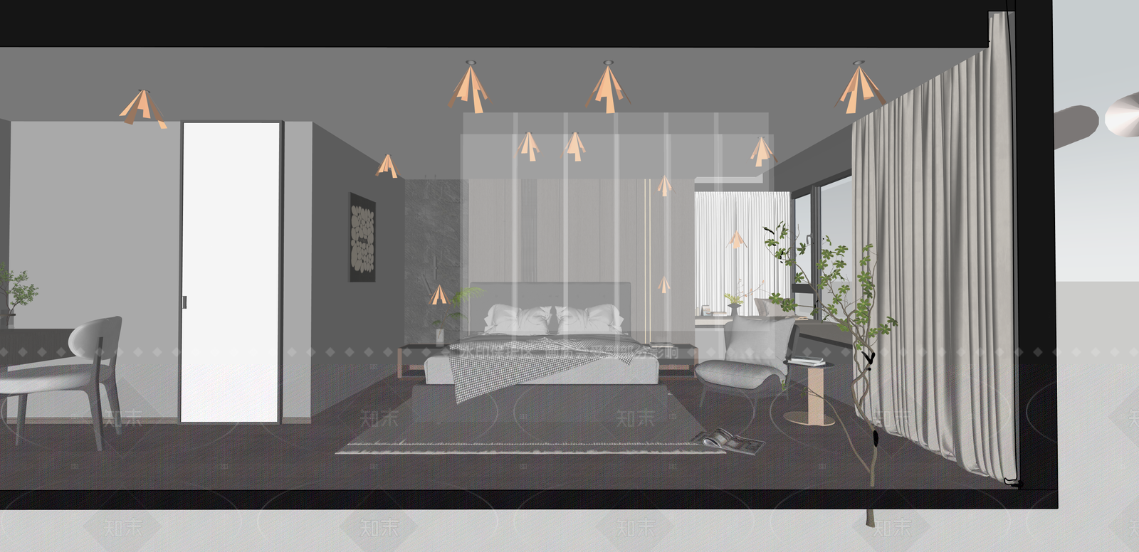 现代家居卧室SU模型下载【ID:1216024446】