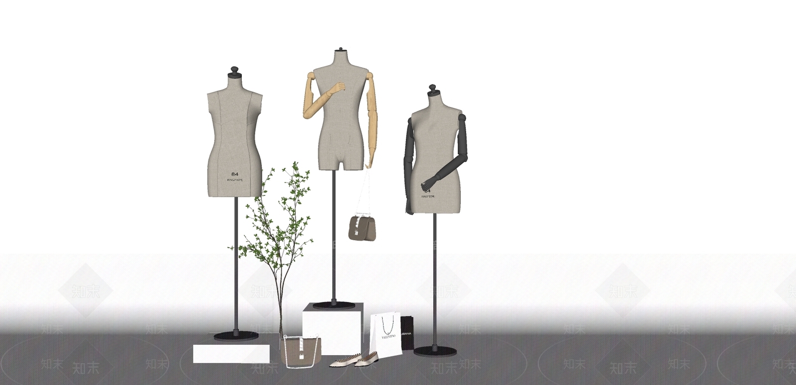 现代半身模特衣架SU模型下载【ID:1109566188】