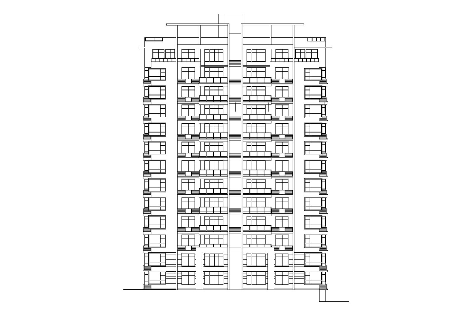 小高层一梯两户四室两厅两卫居住建筑施工图施工图下载【ID:160718159】