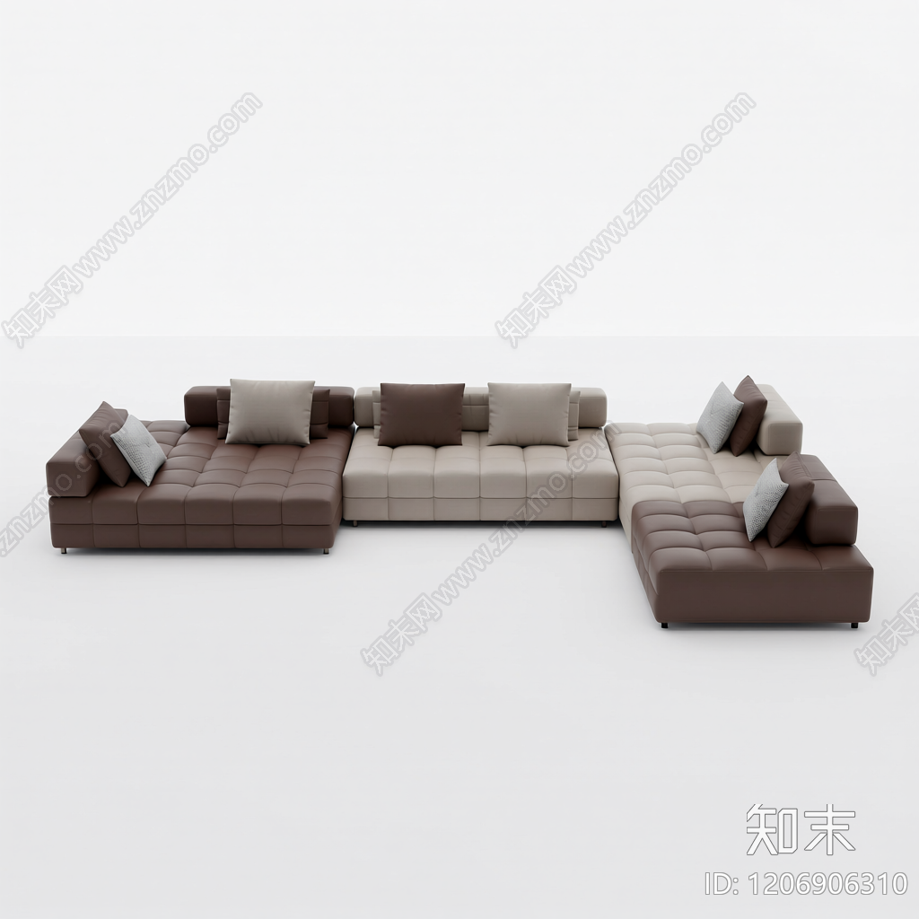 L型模块化沙发组合3D模型下载【ID:1206906310】