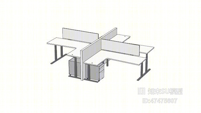 办公桌SU模型下载【ID:918034673】