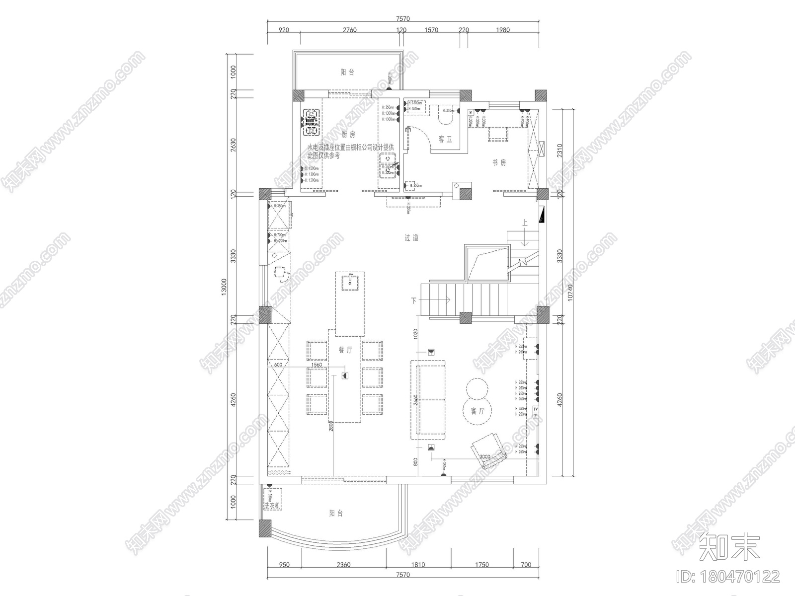 [南京]186㎡现代二居别墅装修施工图+3D模型施工图下载【ID:180470122】