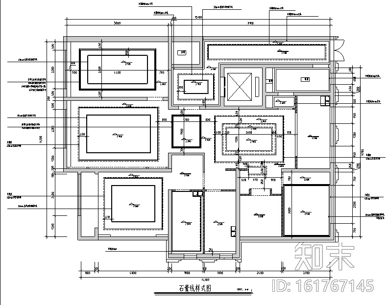 [内蒙古]低奢风格平层三居室样板房设计施工图（附效果图...cad施工图下载【ID:161767145】