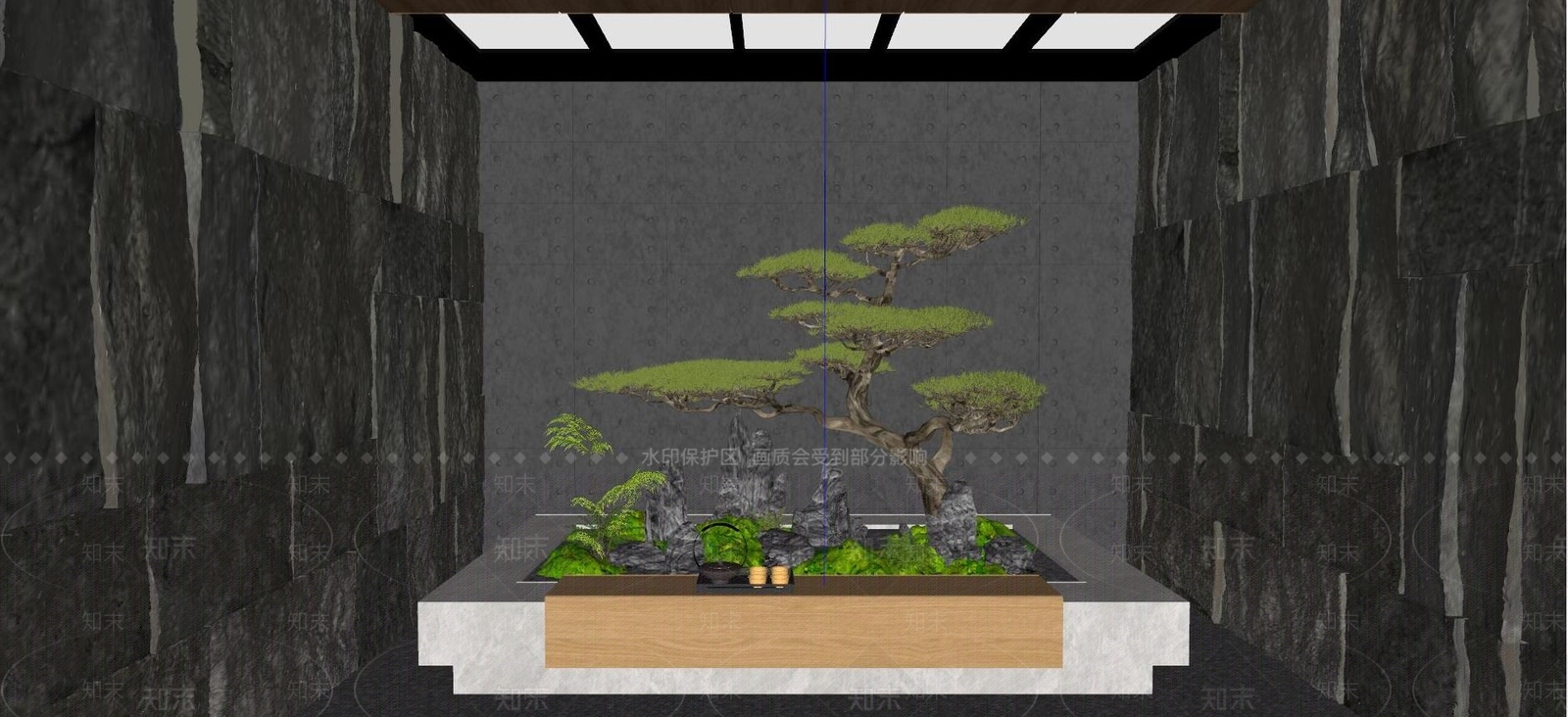 现代假山松树小品SU模型下载【ID:1119750115】