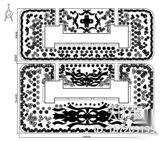 某宿舍楼周边种植平面图cad施工图下载【ID:167205195】