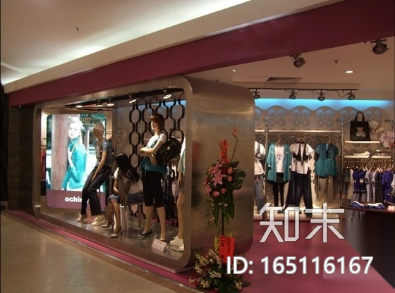 品牌女装专柜室内装修图（含效果和实景）cad施工图下载【ID:165116167】