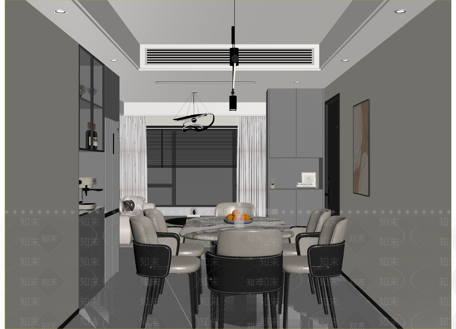 现代家居餐厅3D模型下载【ID:1214761950】