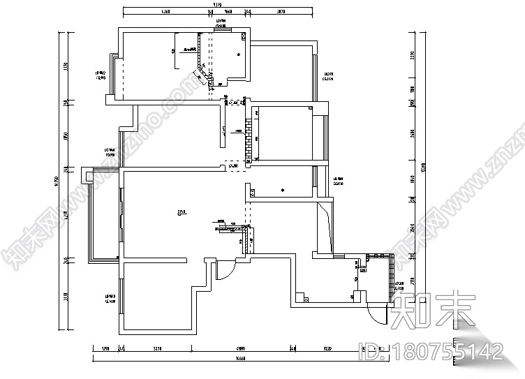 雅致留声美式四居室样板房设计施工图（附效果图）cad施工图下载【ID:180755142】