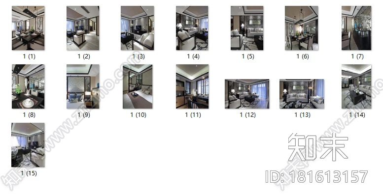 [福建]新中式样板房户型CAD施工图（含实景图）施工图下载【ID:181613157】