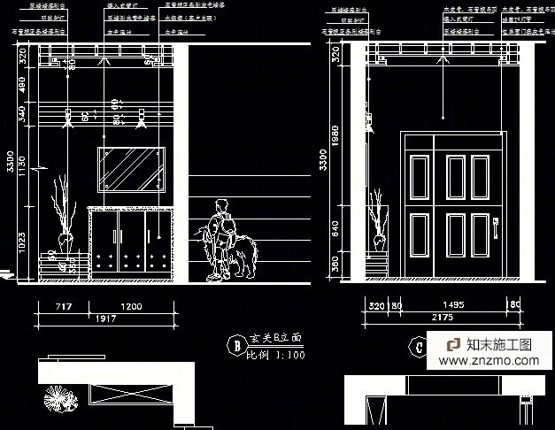 简洁三居施工图施工图下载【ID:36938262】