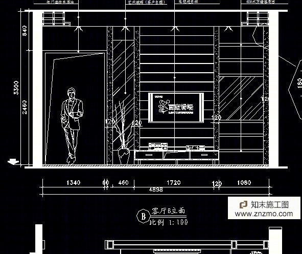 简洁三居施工图施工图下载【ID:36938262】