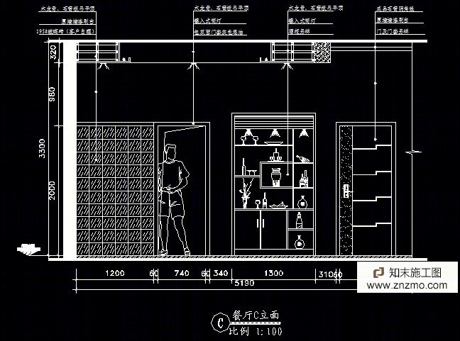 简洁三居施工图施工图下载【ID:36938262】