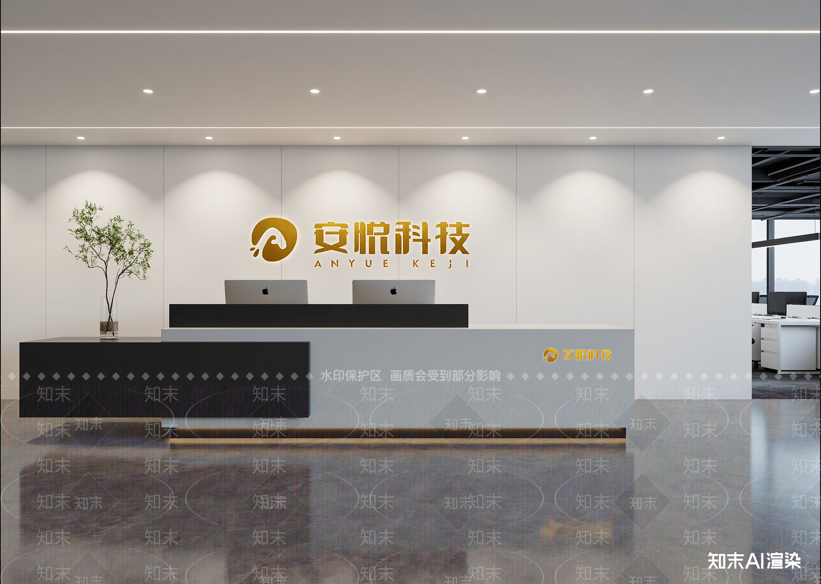 现代办公大厅3D模型下载【ID:1214271498】