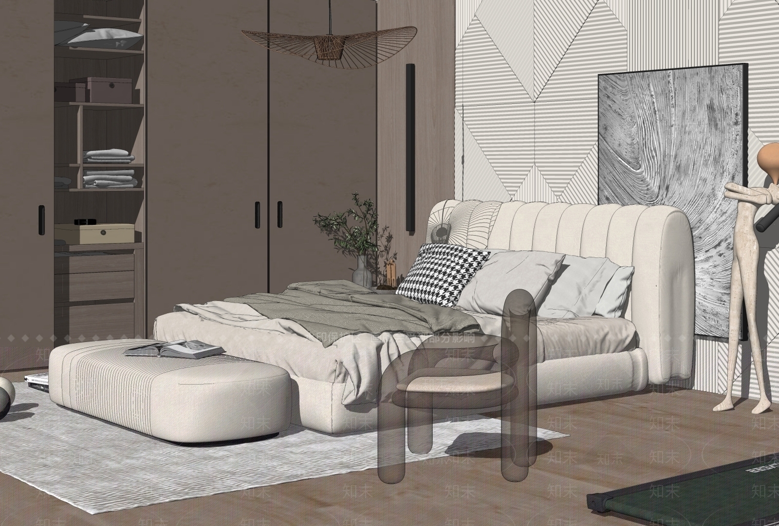 现代家居卧室SU模型下载【ID:181706133】