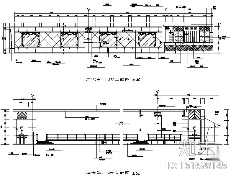 四星级宾馆大堂室内装修图cad施工图下载【ID:161698145】