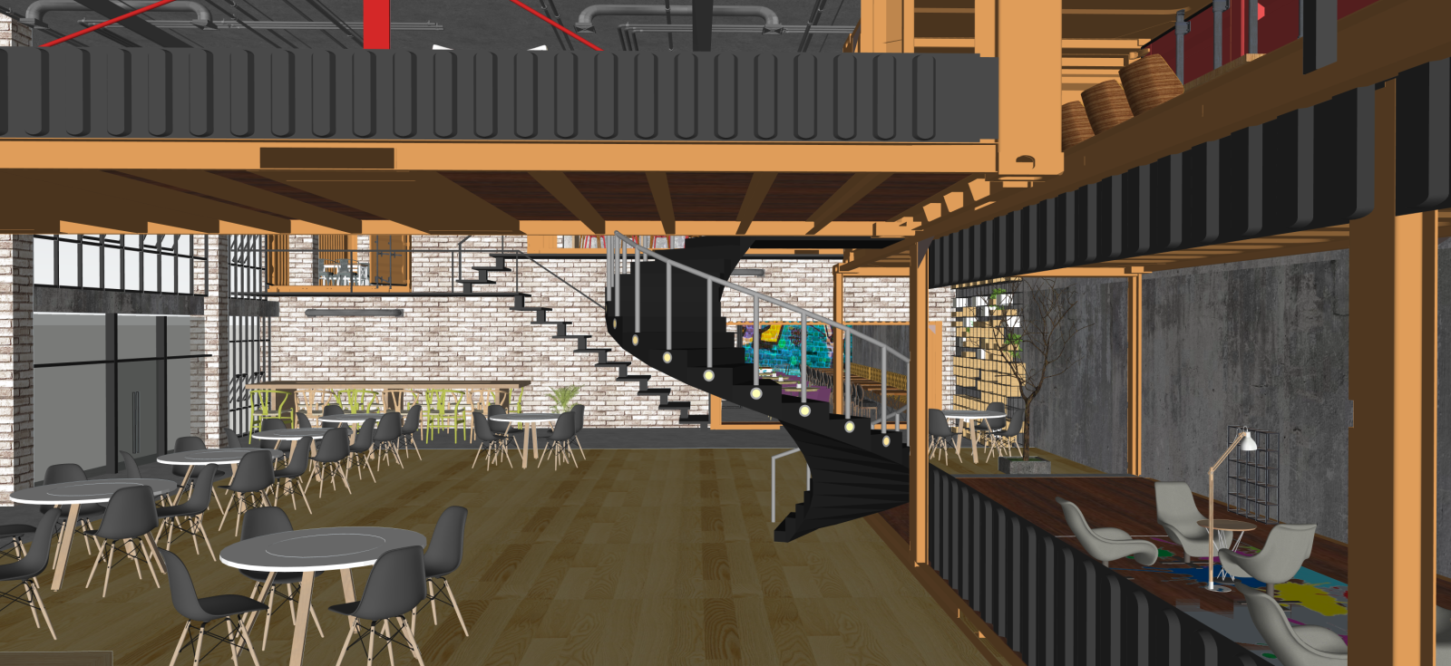 工业咖啡厅SU模型下载【ID:1222128115】