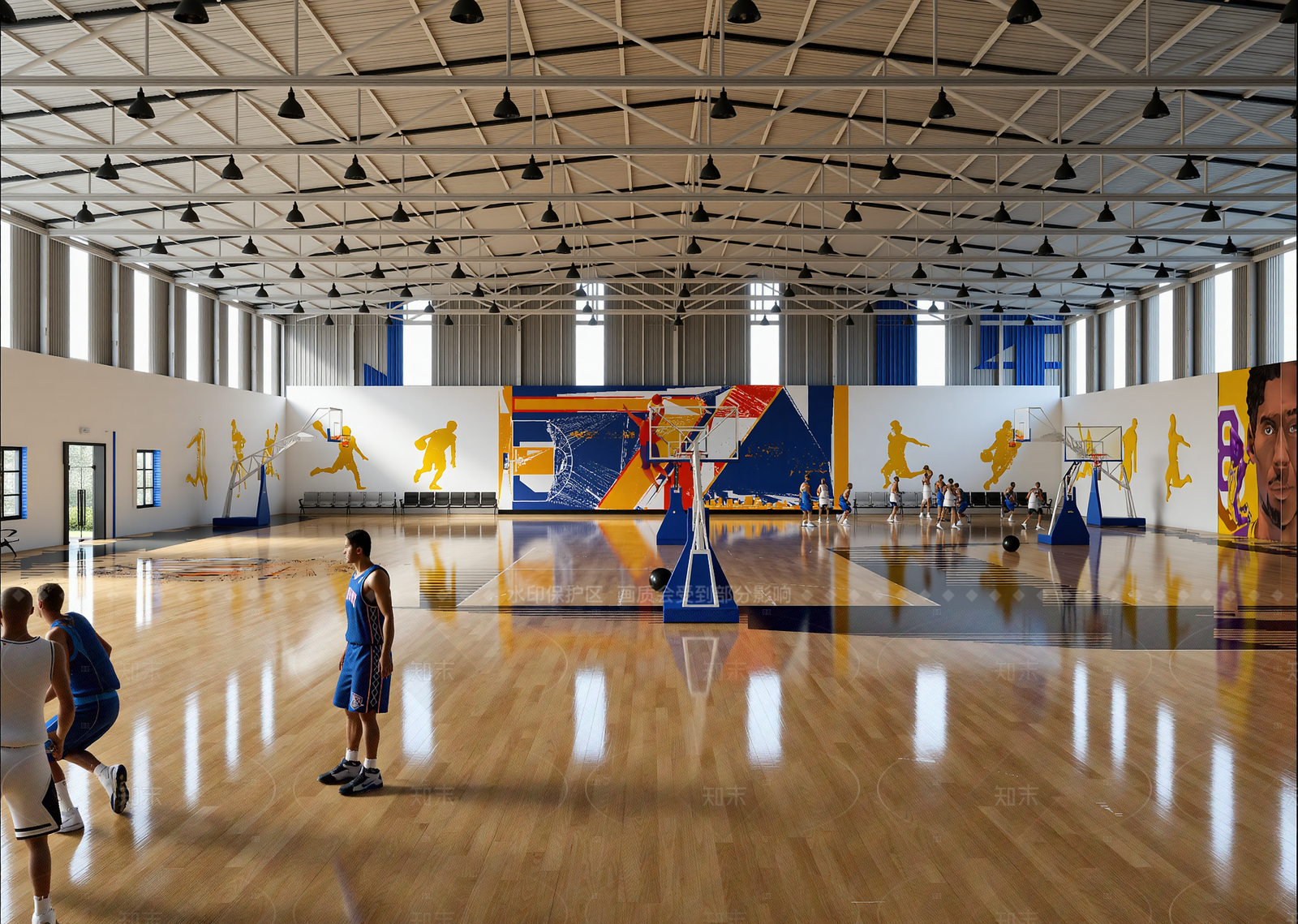 现代篮球场3D模型下载【ID:1214570736】