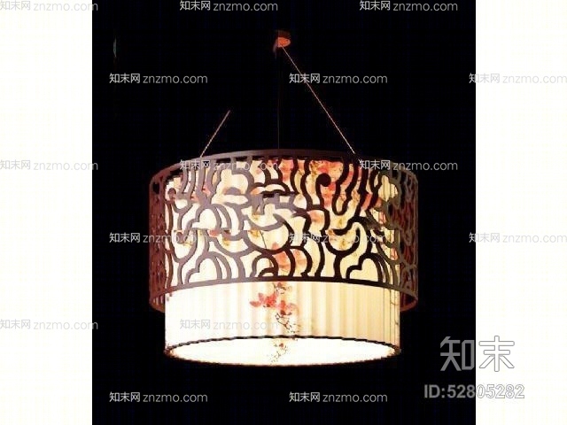 传统中式铁艺吊灯3D模型下载【ID:52805282】