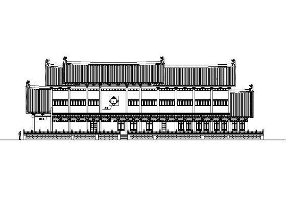 某三层仿古图书馆建筑施工图施工图下载【ID:160724178】