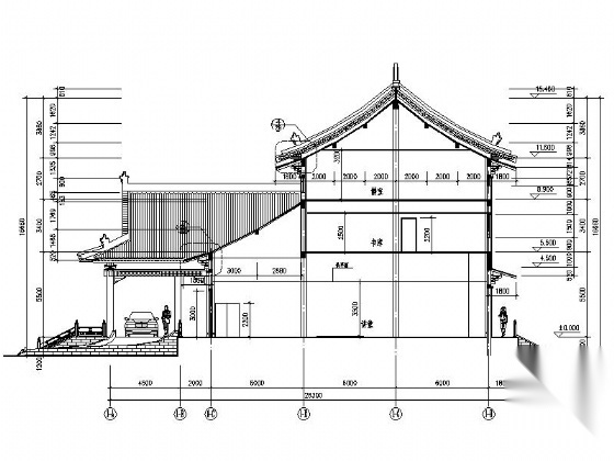 某三层仿古图书馆建筑施工图施工图下载【ID:160724178】