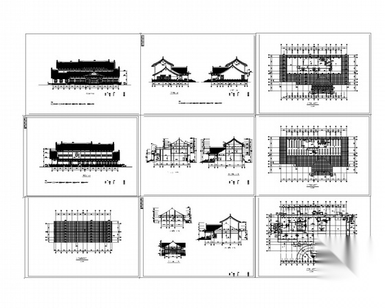 某三层仿古图书馆建筑施工图施工图下载【ID:160724178】