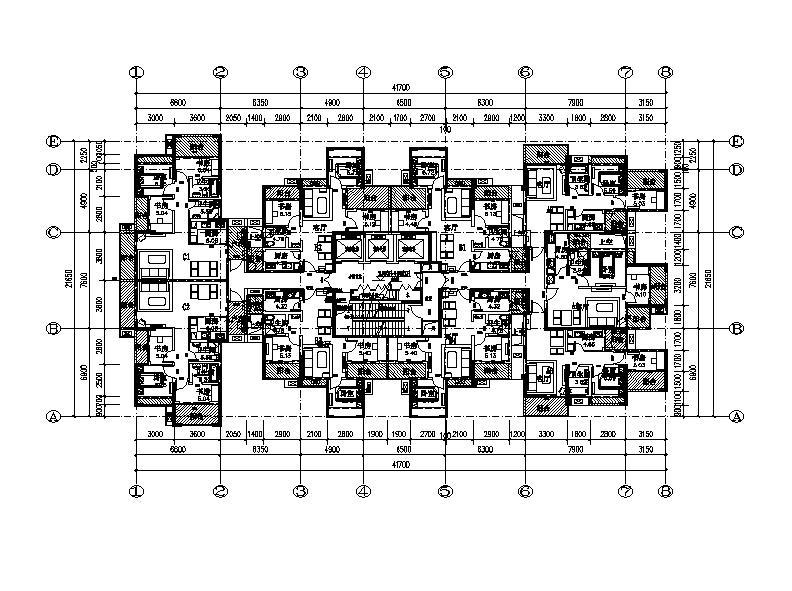 [四川]高层塔式一梯九户住宅楼建筑施工图cad施工图下载【ID:149876120】