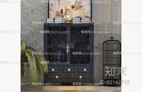 玄关柜123D模型下载【ID:92142115】