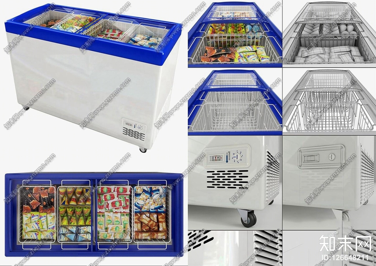 现代超市冰箱冰柜3D模型下载【ID:126648211】