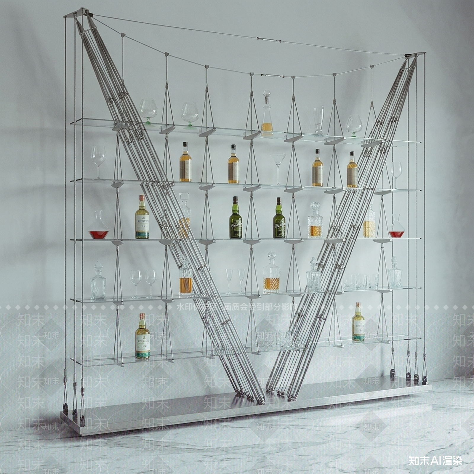 金属绳架式酒架酒架3D模型下载【ID:1227564828】