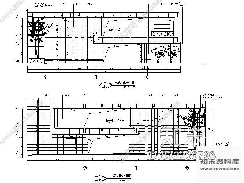 图块/节点某建行银行大堂立面图cad施工图下载【ID:832230793】