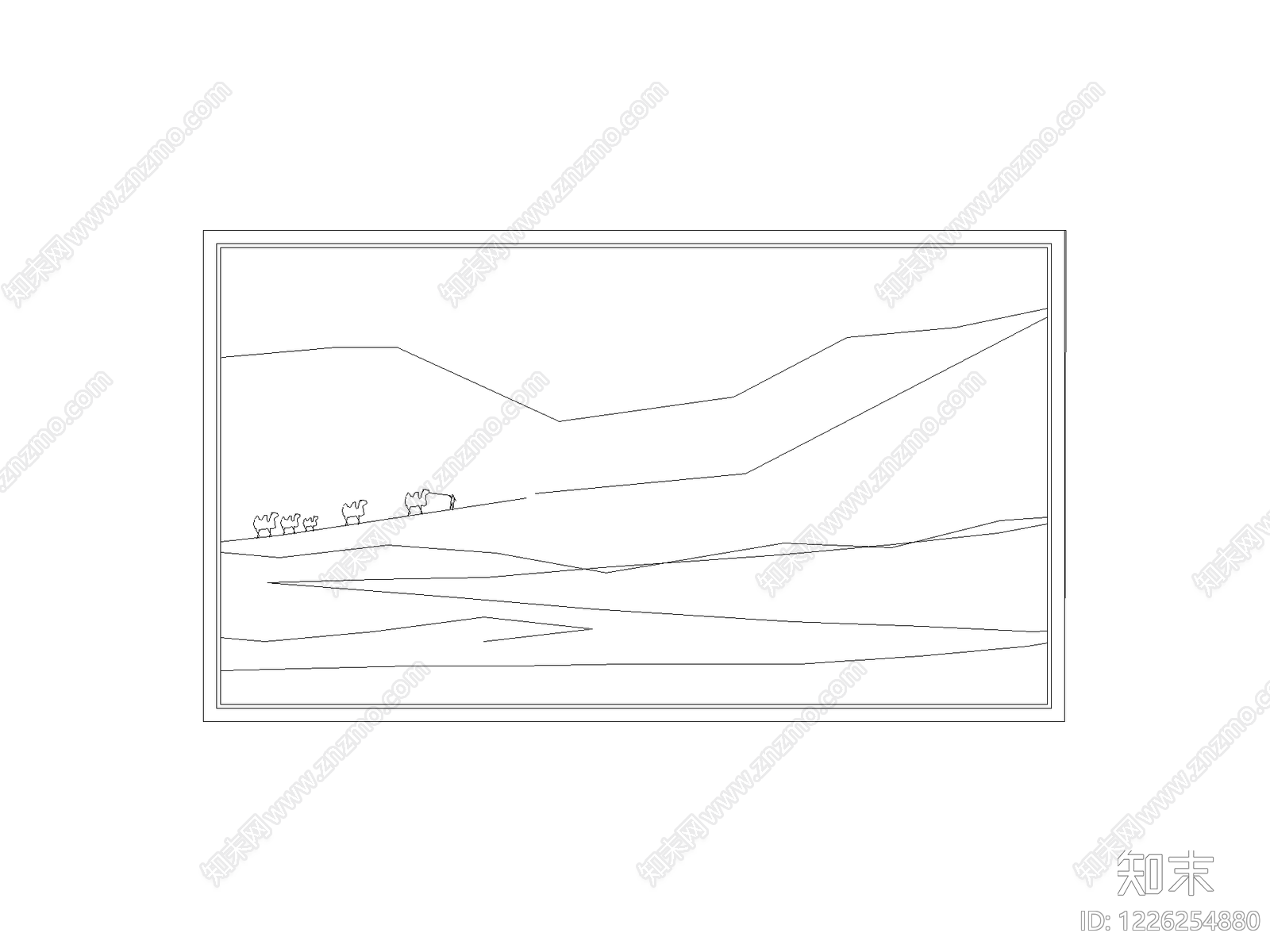 陈设类立面挂画cad施工图下载【ID:1226254880】