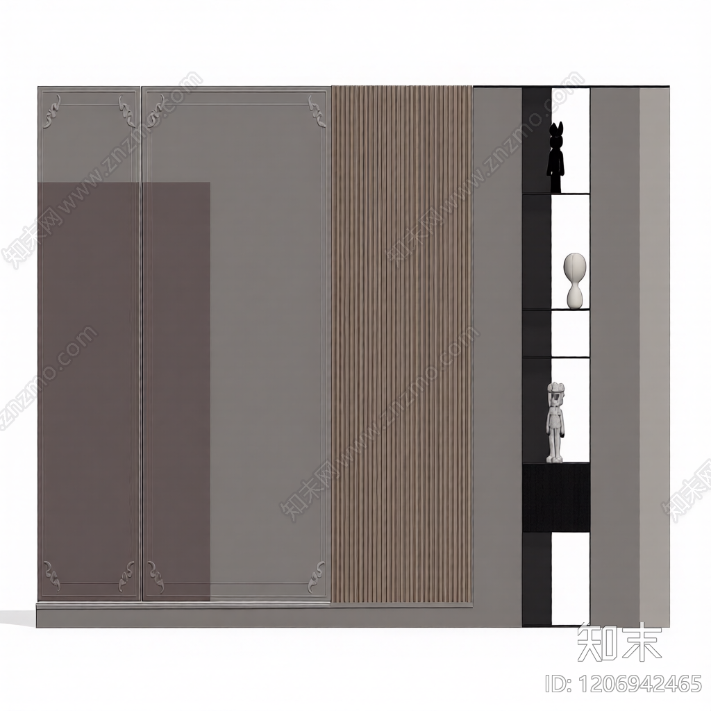 组合式电视墙装饰柜3D模型下载【ID:1206942465】
