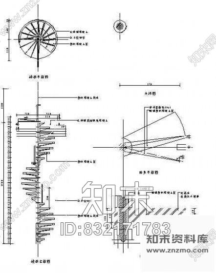 图块/节点旋转楼梯详图施工图下载【ID:832171783】