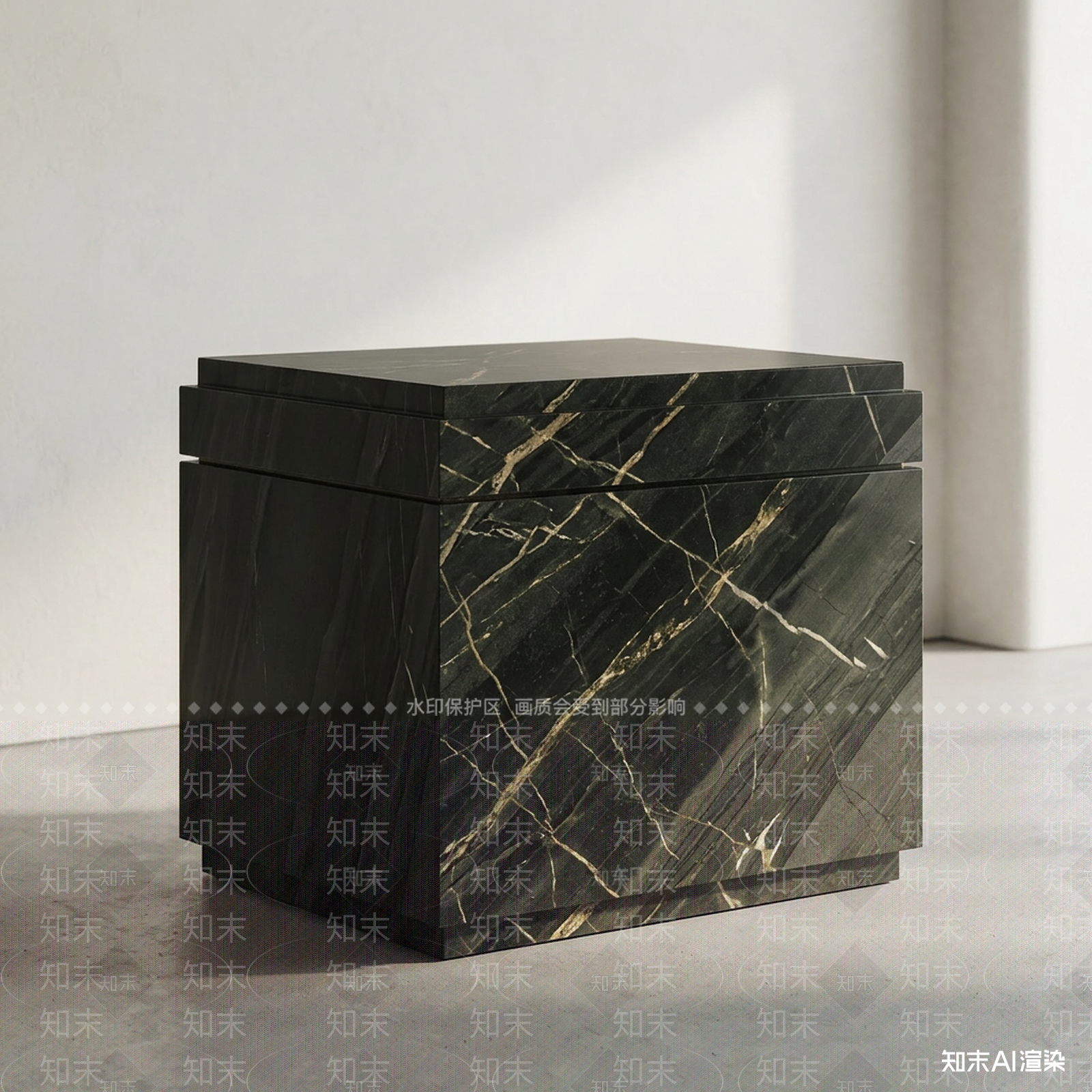深色大理石岛台床头柜3D模型下载【ID:1227434617】