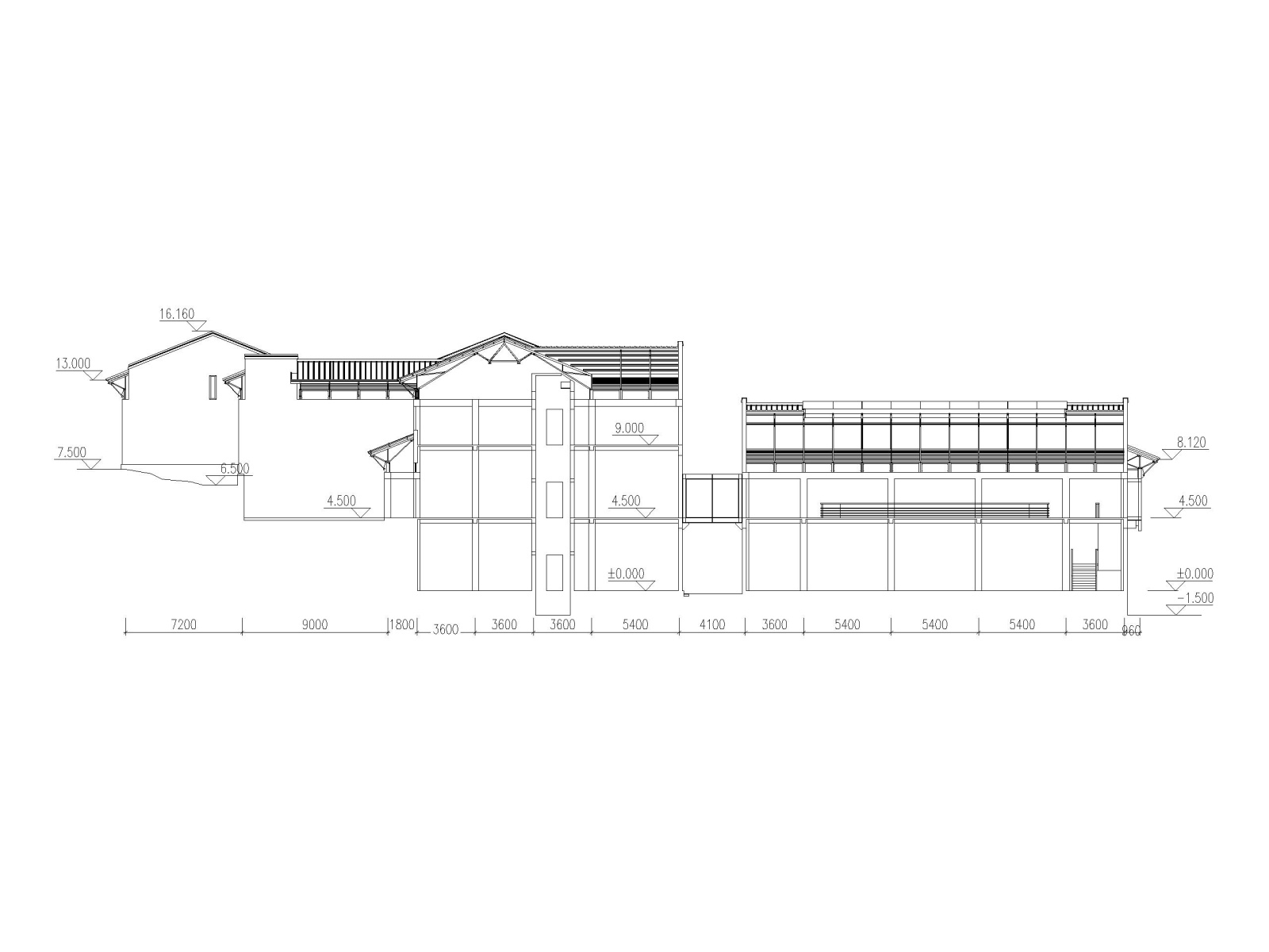 地上3层中式现代风格历史博物馆建筑方案图施工图下载【ID:160725120】