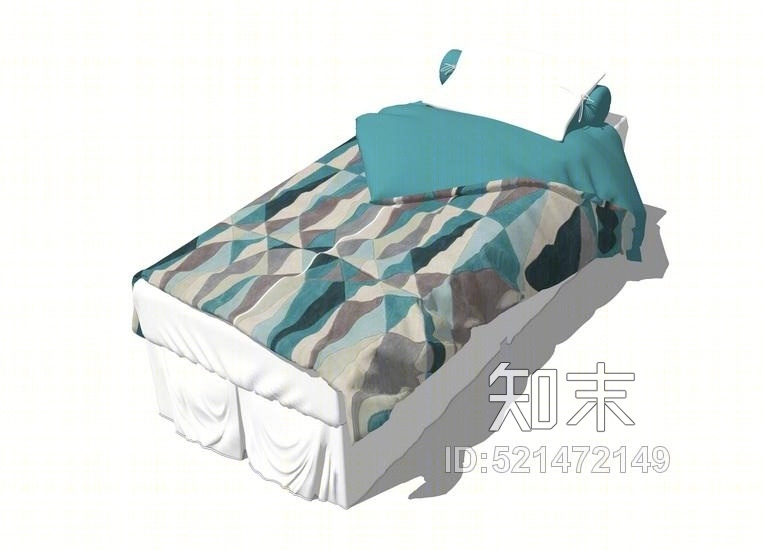 现代单人床SU模型下载【ID:521472149】