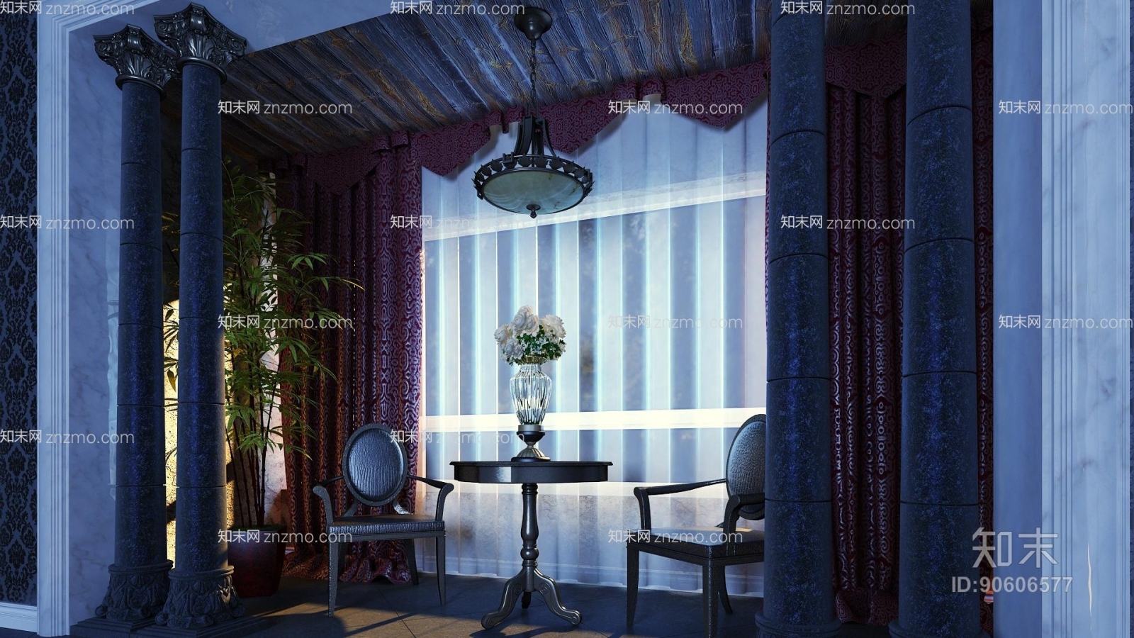 欧式古典家居阳台3D模型下载【ID:90606577】_知末3d模型网