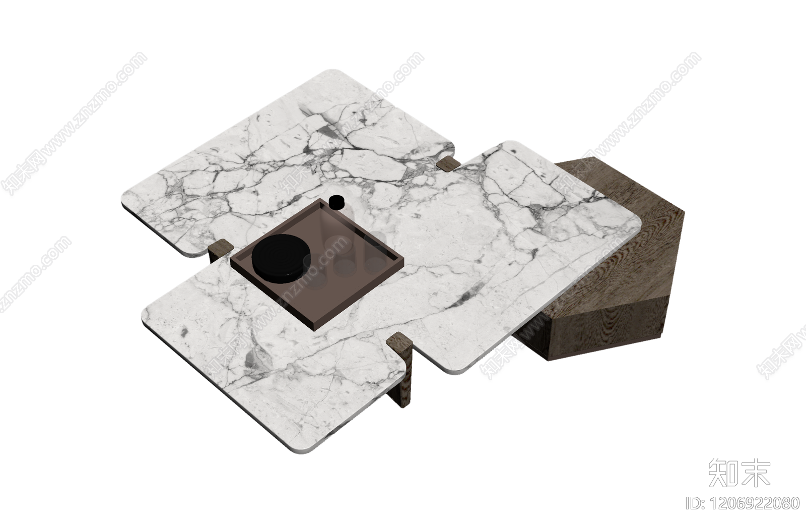 大理石拼接茶几组合3D模型下载【ID:1206922080】