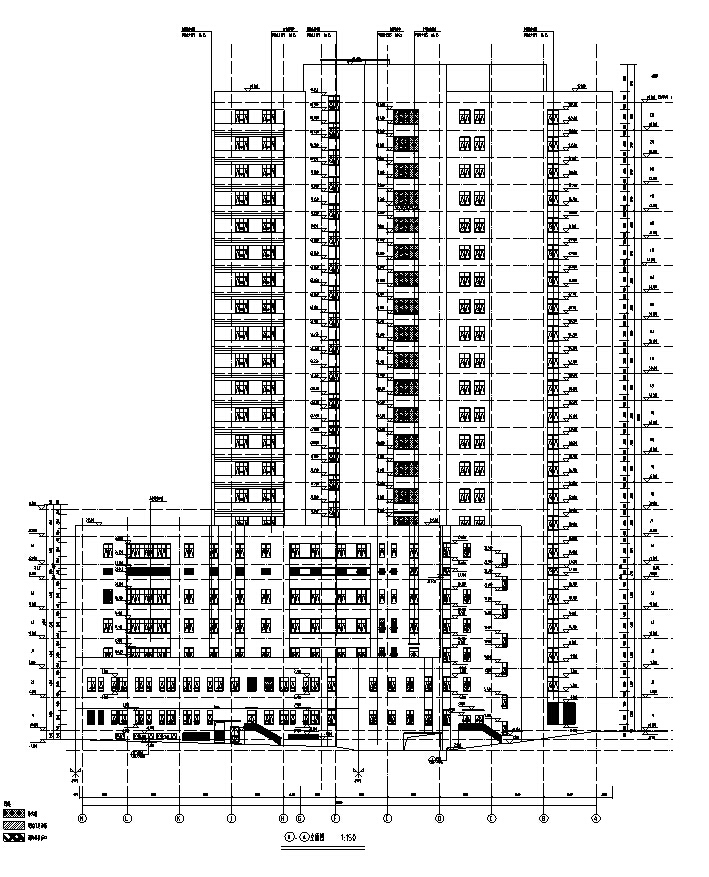 [湖南]高层框架结构市级医院综合楼建筑施工图（16年含水...施工图下载【ID:151579186】