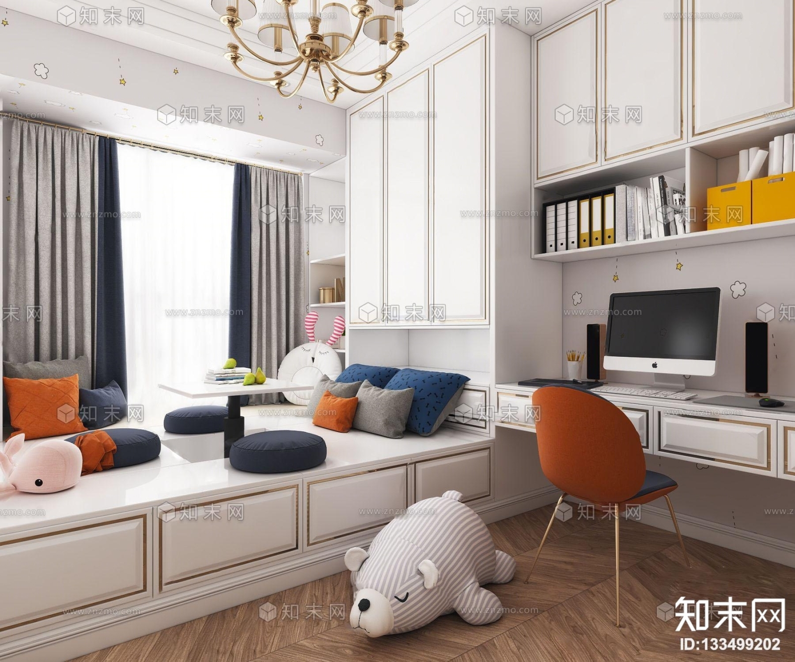 现代榻榻米儿童房3D模型下载【ID:133499202】