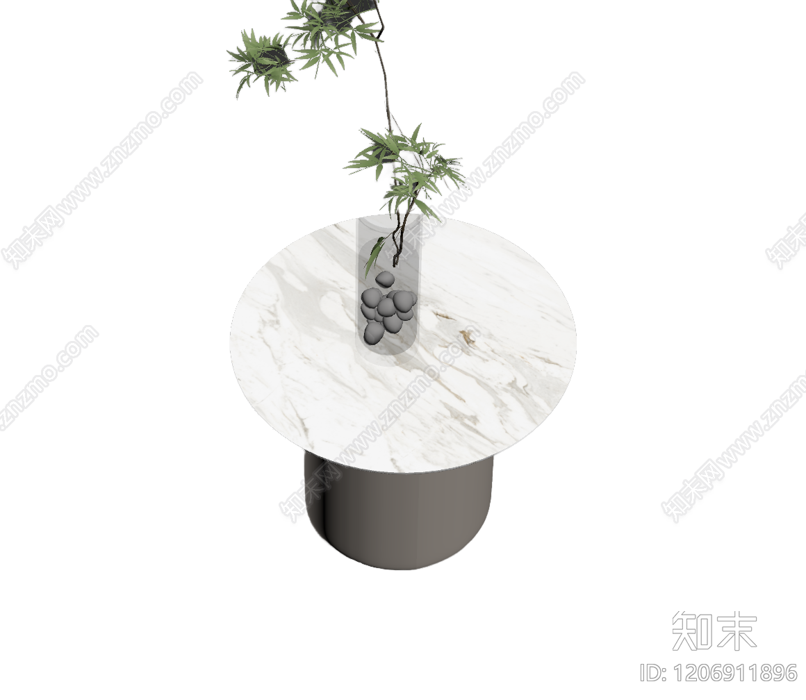 盆栽装饰桌组合3D模型下载【ID:1206911896】