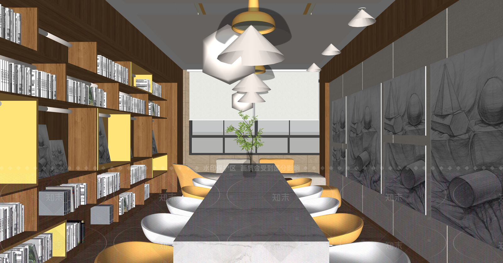 现代书店SU模型下载【ID:1215950439】