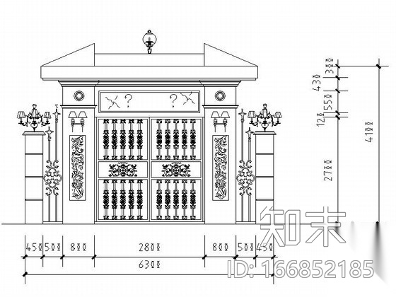铁艺大门cad施工图下载【ID:166852185】