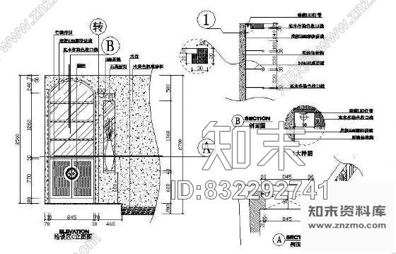 图块/节点造型墙面cad施工图下载【ID:832292741】