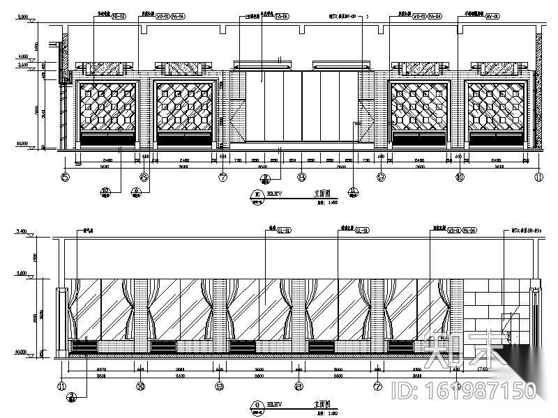 某酒店经典宴会厅室内装修图cad施工图下载【ID:161987150】