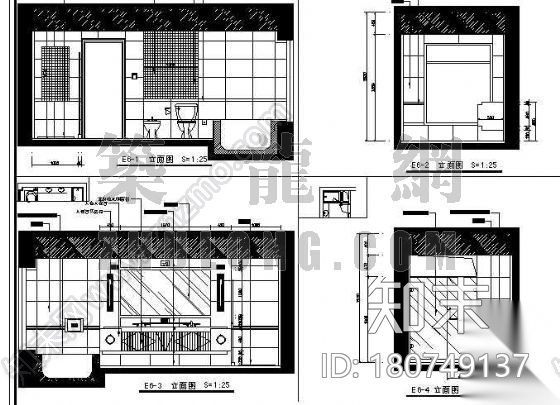 某高档小区三居室房型精装修图纸施工图下载【ID:180749137】